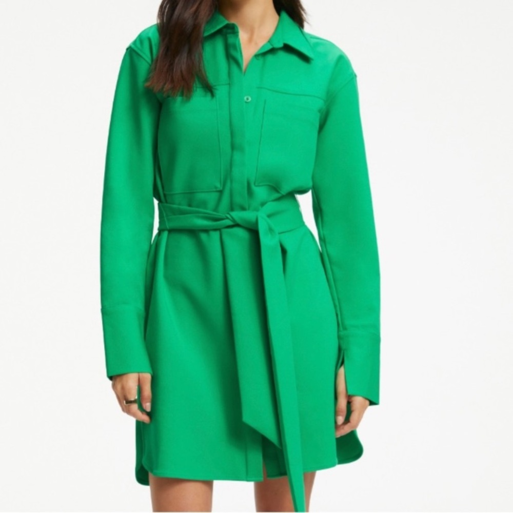 Good American Poplin Shirt Dress in Summer Green- Large